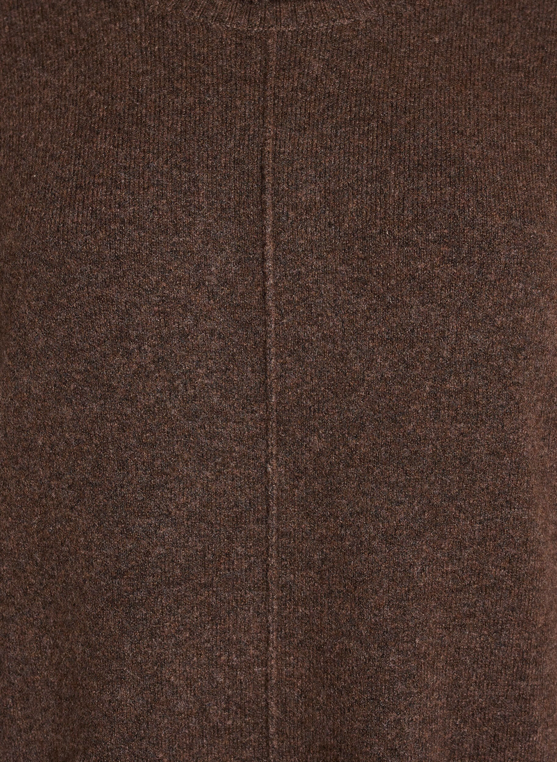 ZizziGenserkjole med h&oslash;y hals og splitter, Brun, Packshot image number 2