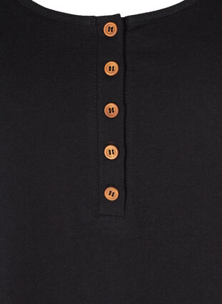 Topp med rund hals og knapper, Black, Packshot image number 2