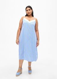 FLASH - Stripete kjole med stropper i viskose, L. Blue White Stripe, Model