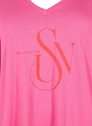T-skjorte i bomull med trykk, Shocking Pink SUN, Packshot image number 2