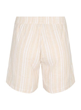 Stripete shorts i en blanding av lin og viskose, Beige White Stripe, Packshot image number 1
