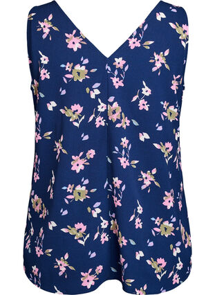 Zizzi Topp med trykk og V-hals, Blå, Packshot image number 1