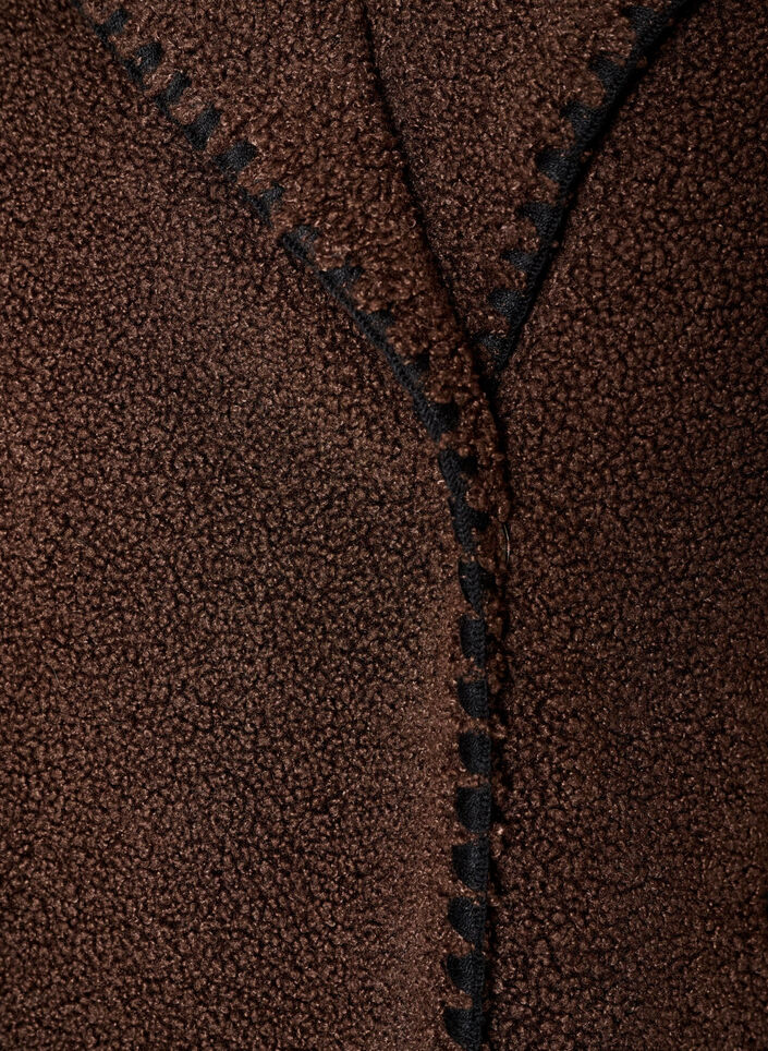 Teddyjakke med kontrastdetaljer, Brun, Packshot image number 3