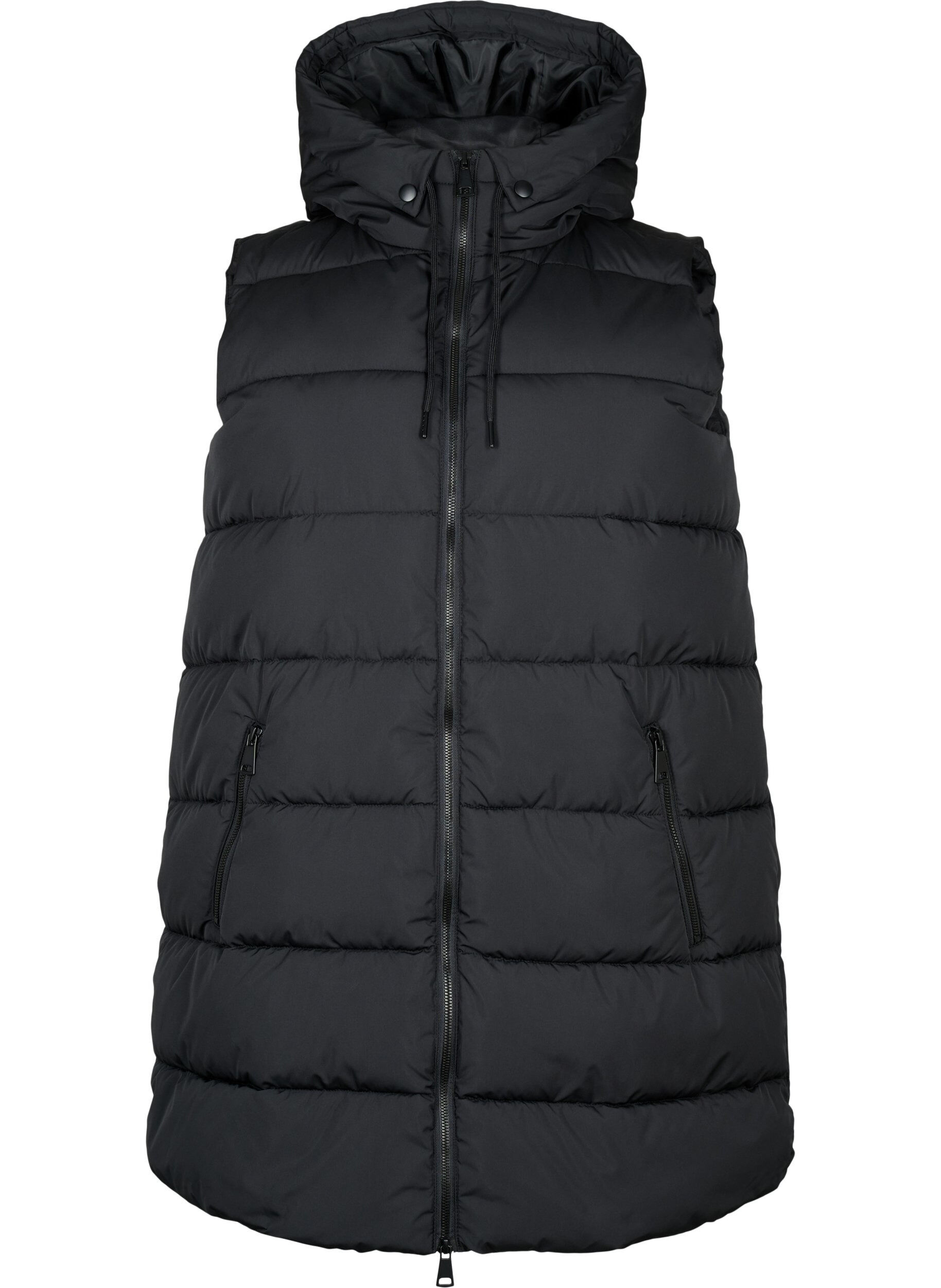 ZizziLang vest med hette og lommer, Svart, Packshot image number 0