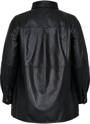Skinnskjorte med knapper, Black, Packshot image number 1