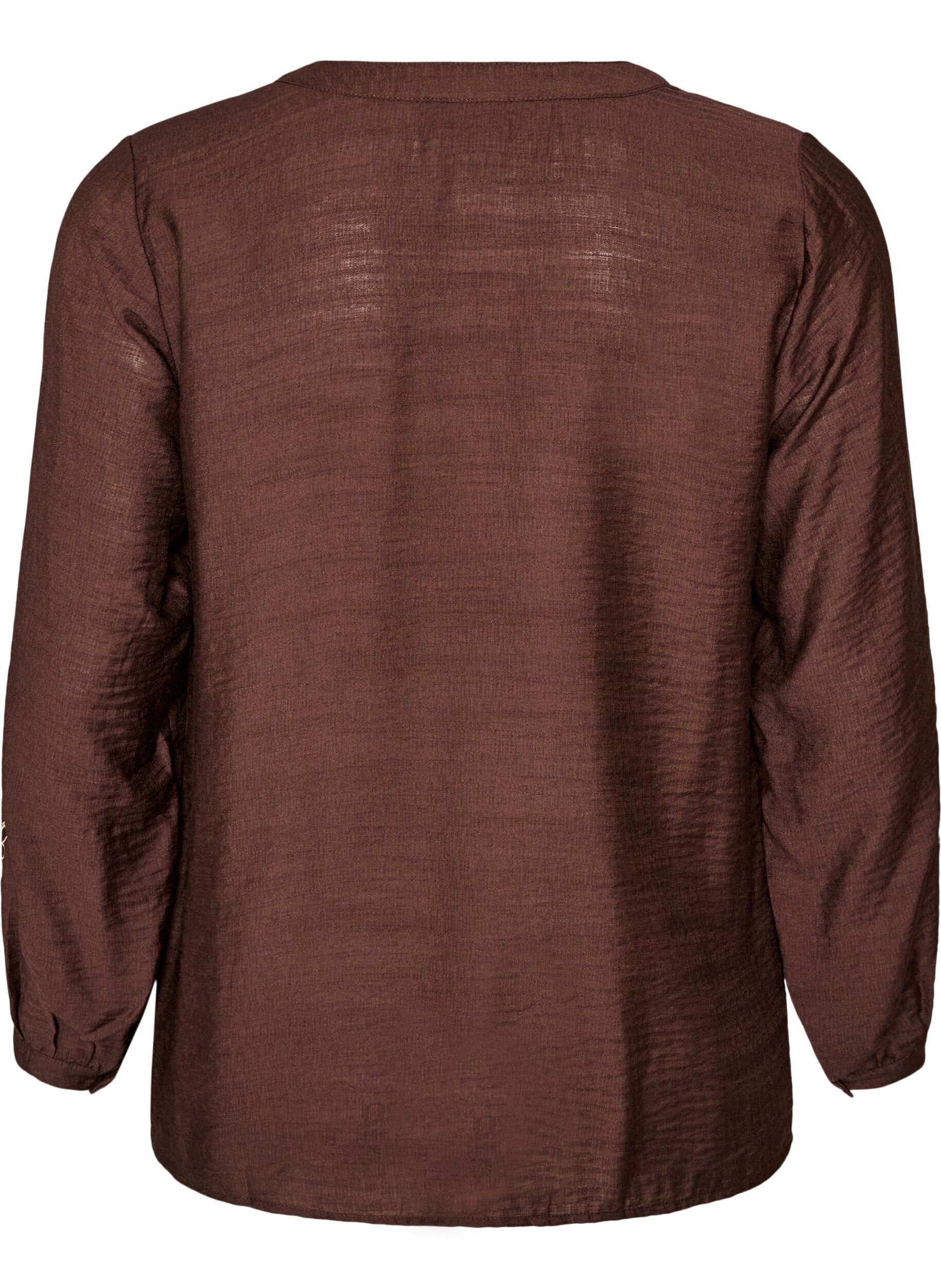 ZizziViskoseskjorte med broderte ermer, Brun, Packshot image number 1