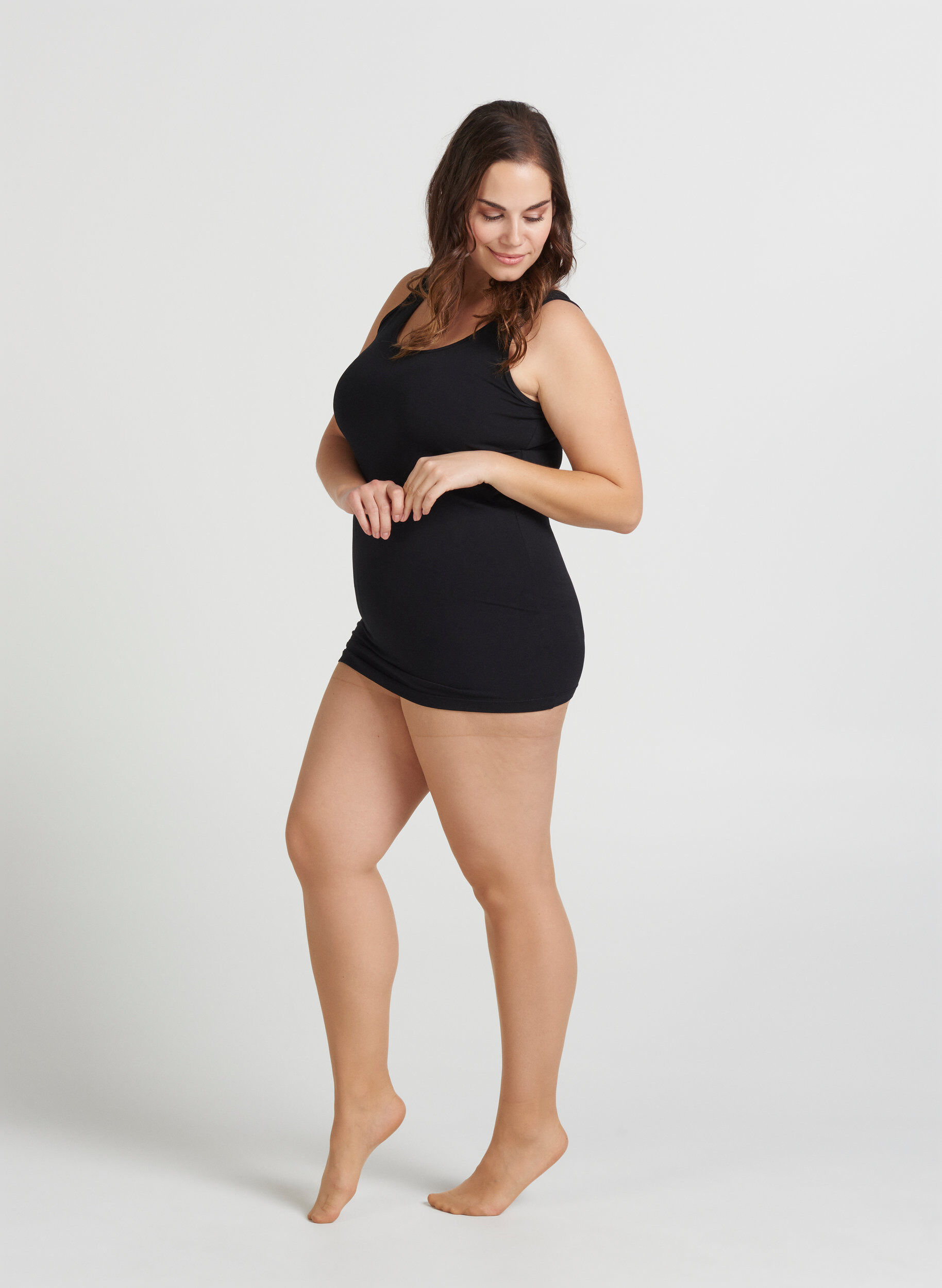 Zizzi 2-pk str&oslash;mpebukser 20 denier, Nude, Model image number 0