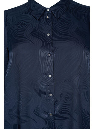 Lang skjortekjole med ton-i-ton mønster, Night Sky, Packshot image number 2