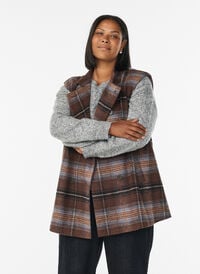 Lang rutete vest, Brun Lang rutete vest, Brun, Model