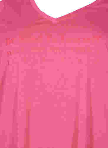Pysjamas T-skjorte av bomull med trykk, Hot Pink w. Be, Packshot image number 2