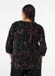 Mesh-bluse med velourroser og 3/4 ermer, Svart, Model image number 2