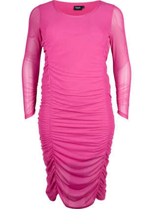 Zizzi Tettsittende kjole med draperinger, Fuchsia Red, Packshot image number 0