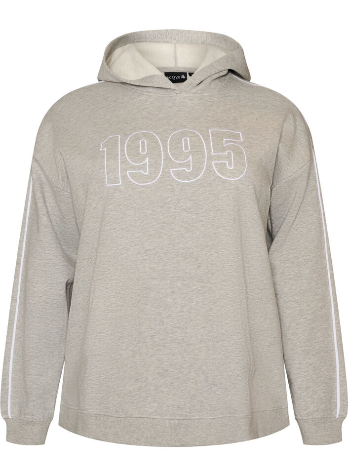 Hettegenser med brodert motiv, Gr&aring;, Packshot image number 0