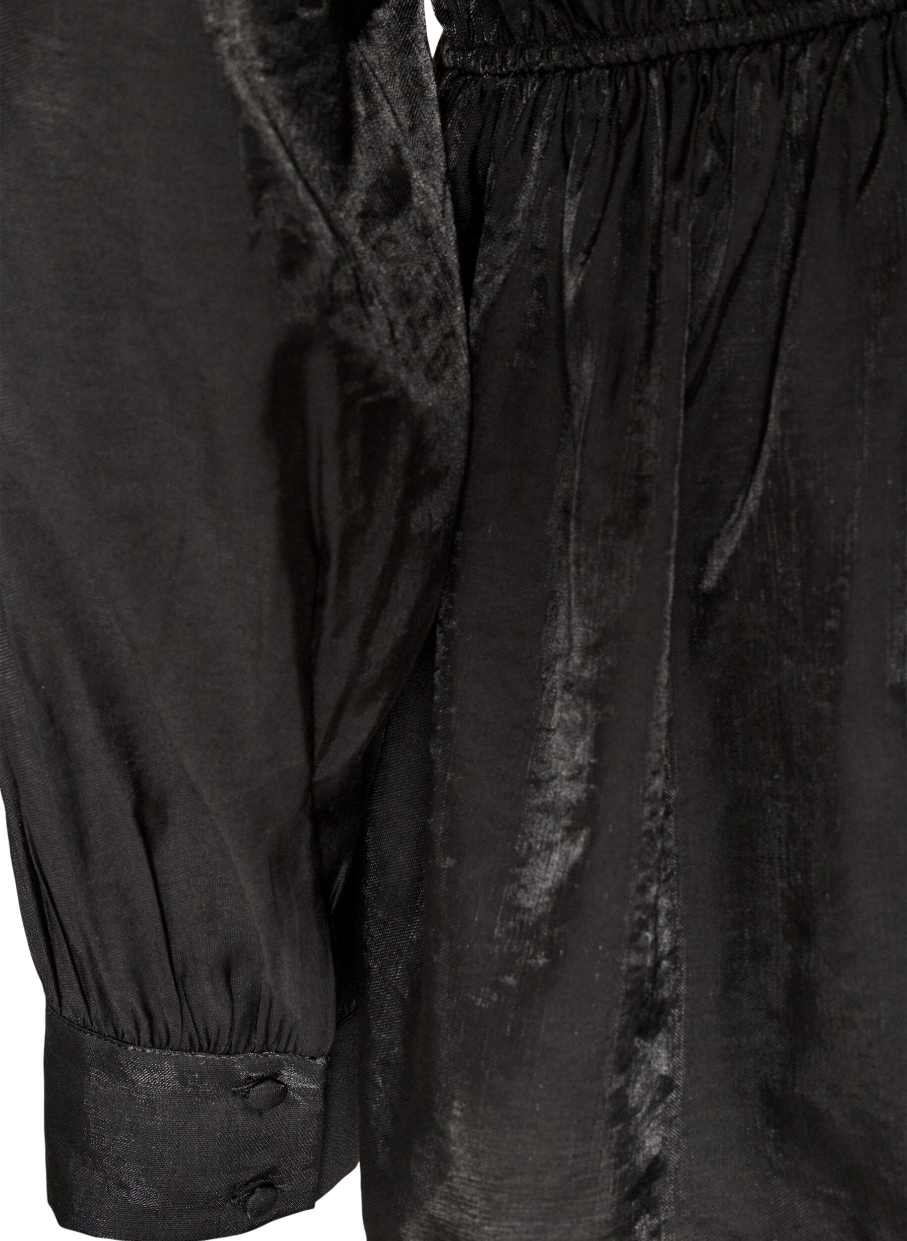 ZizziSkinnende viskosebluse med peplumeffekt, Svart, Packshot image number 3