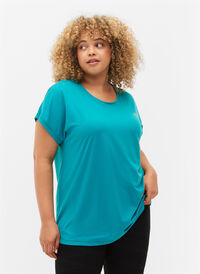 Kortermet trenings T-skjorte, Deep Peacock Blue, Model