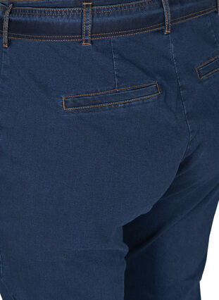 Cropped jeans med belte, Blue denim, Packshot image number 3