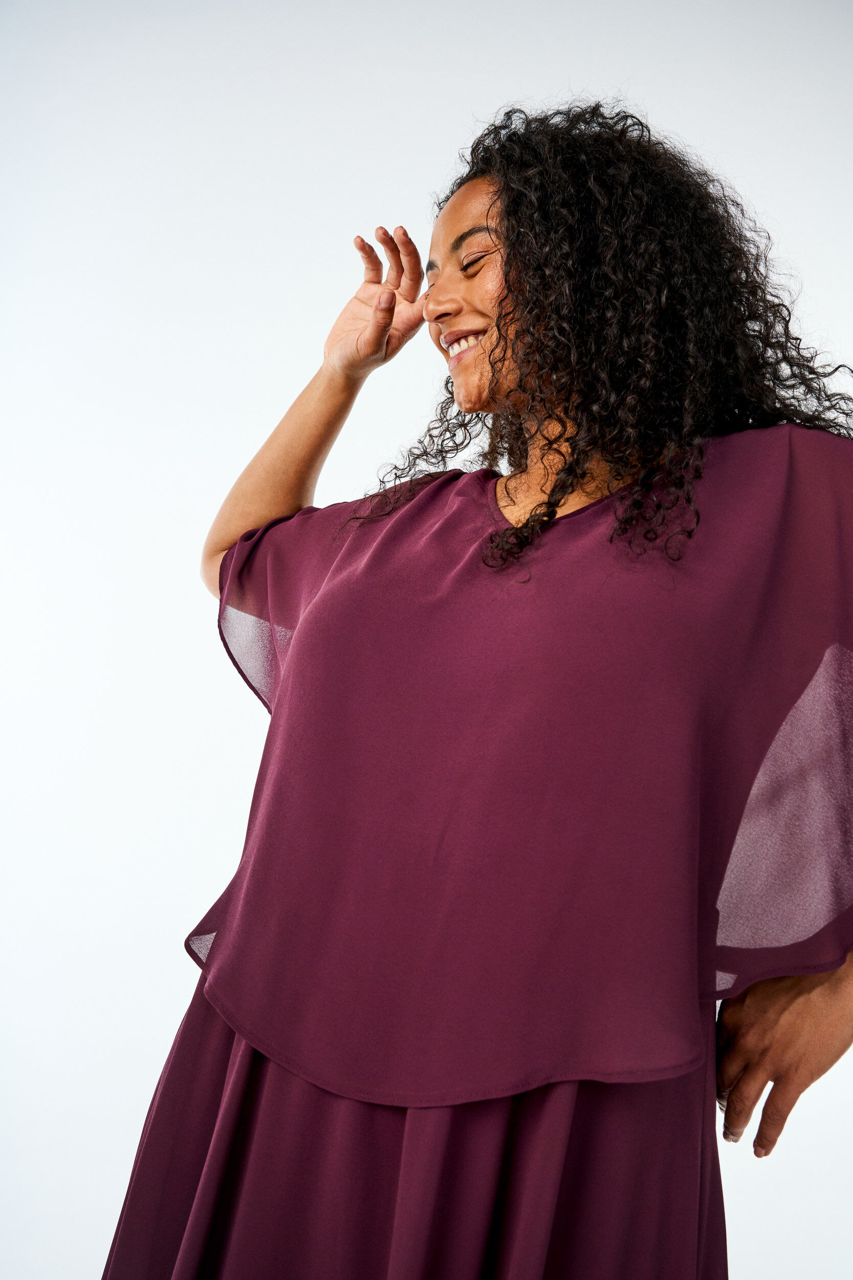 Zizzi Kortermet maxikjole med A-form, Winetasting, Image image number 0