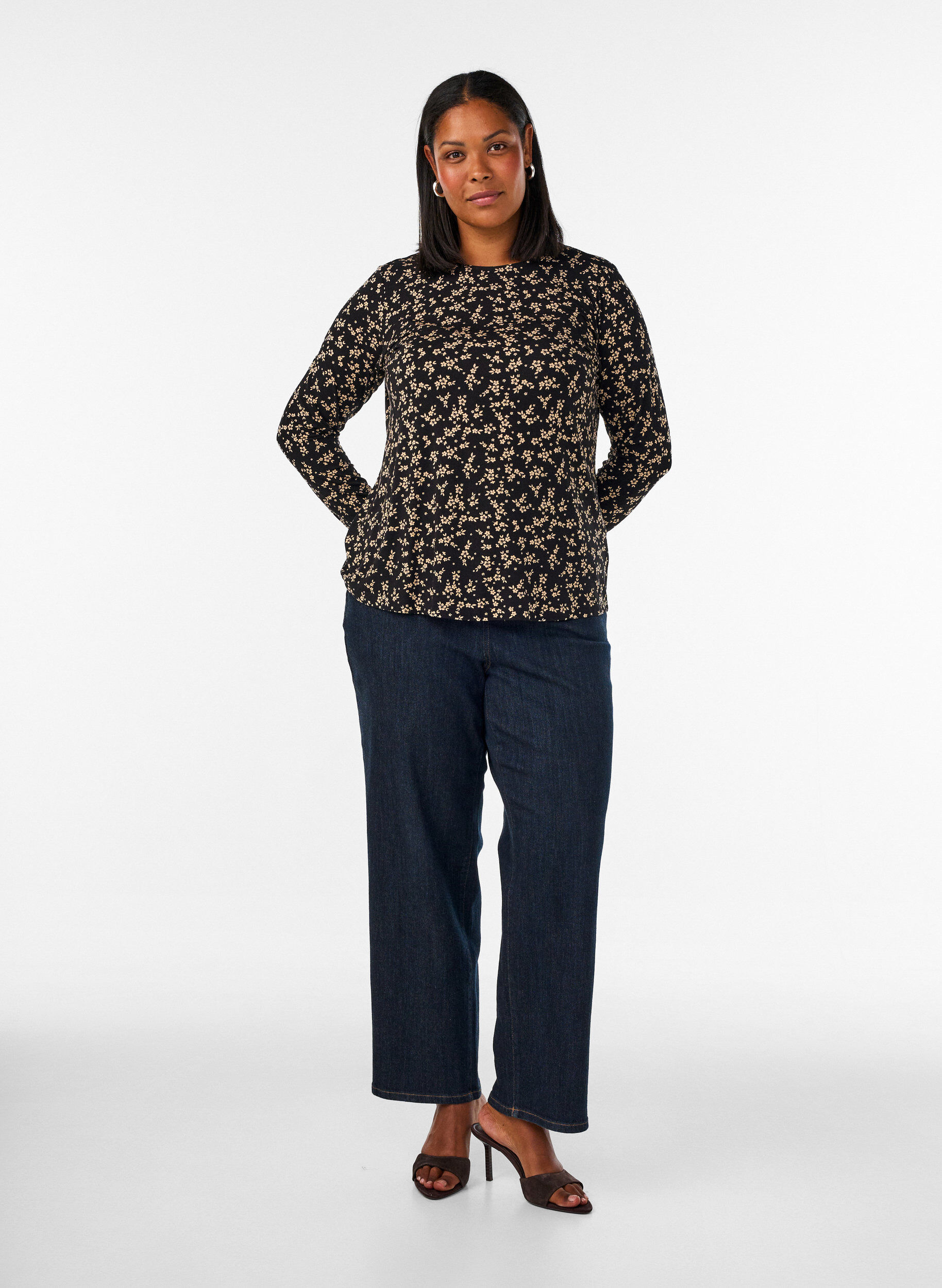 ZizziLangermet bluse, Svart, Model image number 1