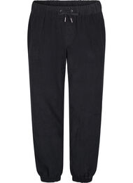 Cordfløyelsbukser med elastisk linning, Black