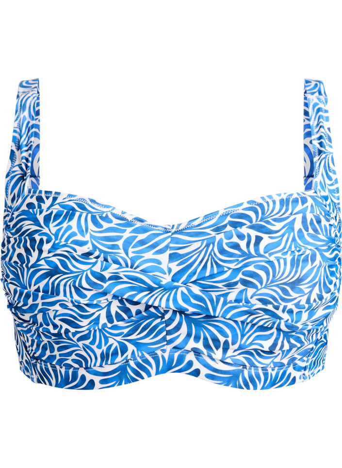 Polstret bikinioverdel med trykk, Bl&aring;, Packshot image number 0