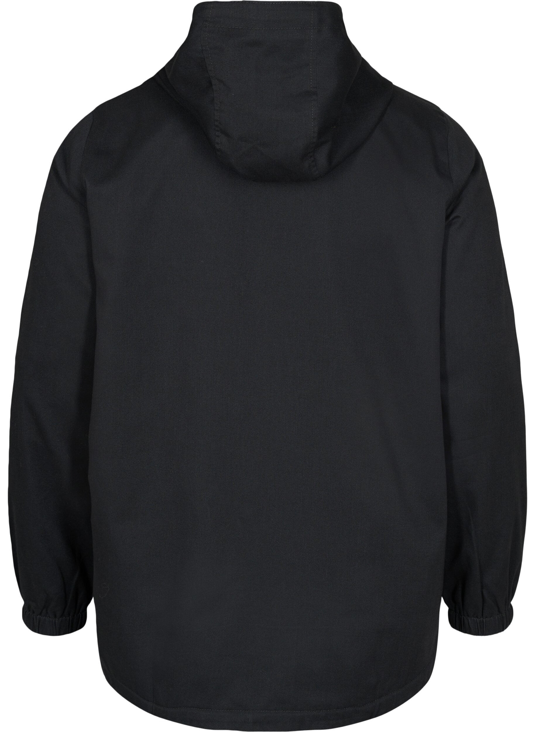 Zizzi Parkajakke med hette og passepoilerte lommer, Black, Packshot image number 1