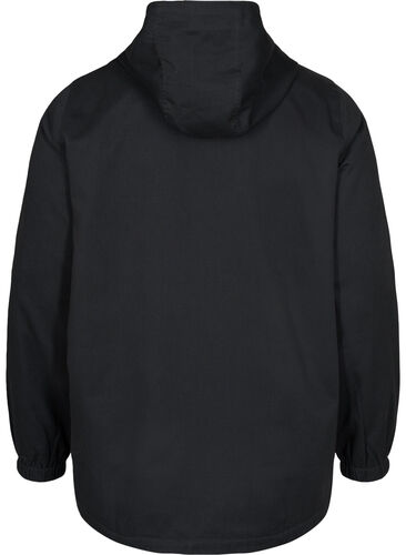 Parkajakke med hette og passepoilerte lommer, Black, Packshot image number 1