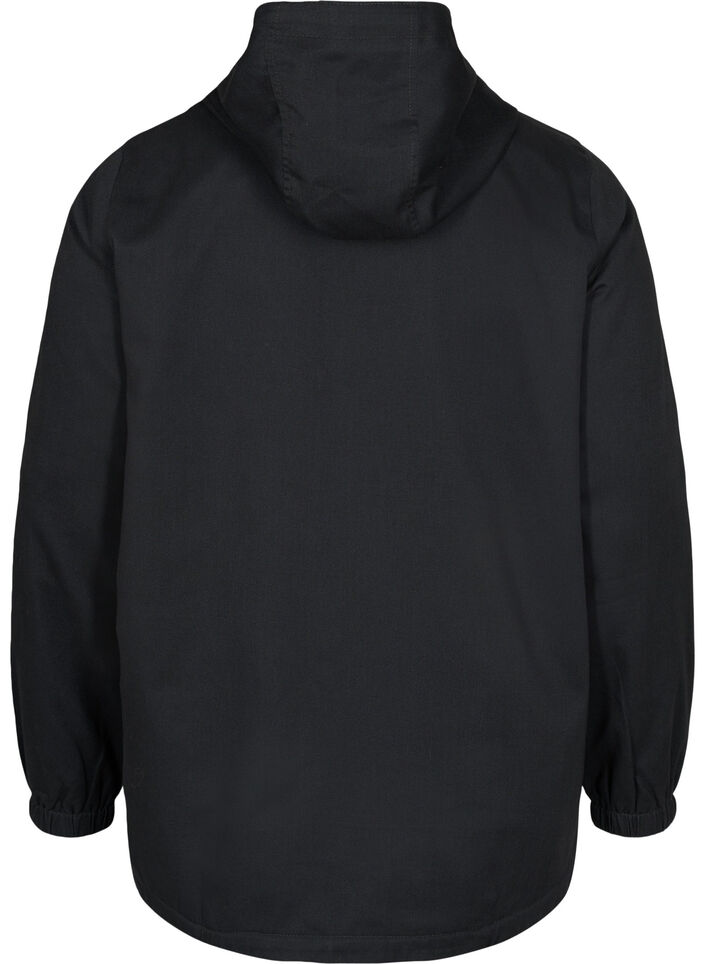 Parkajakke med hette og passepoilerte lommer, Black, Packshot image number 1