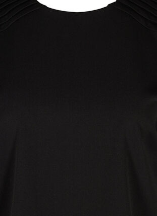 Bluse med 3/4-ermer og plisséfolder, Black, Packshot image number 2
