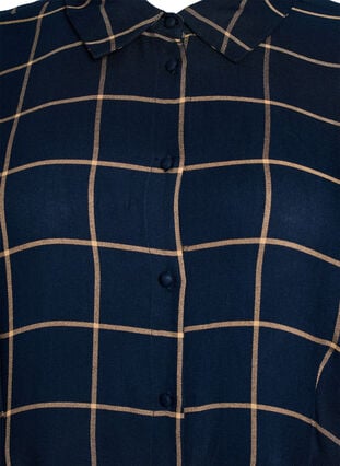 Zizzi Lang rutete skjortekjole, Blue Beige Check, Packshot image number 2