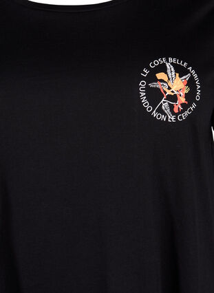 T-skjorte i bomull med trykk foran, Black W. Chest print, Packshot image number 2