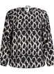 Langermet bluse med trykk og sløyfer, Svart, Packshot image number 0