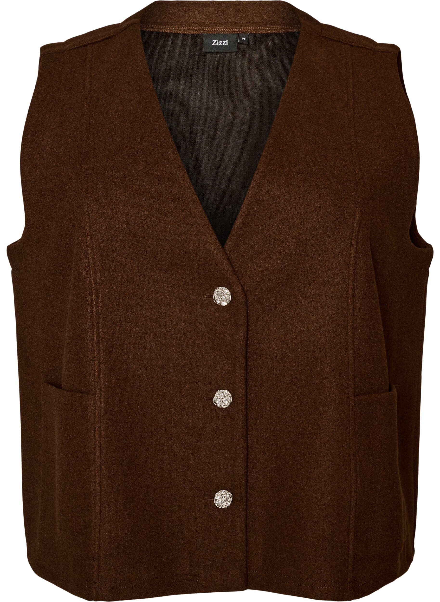 ZizziV-hals vest med knapper, Brun, Packshot image number 0