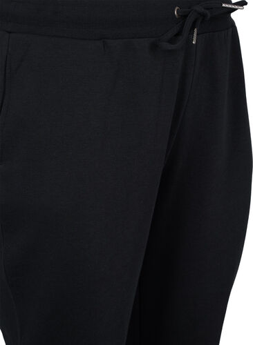Joggebukser med knyting og lommer, Black, Packshot image number 2