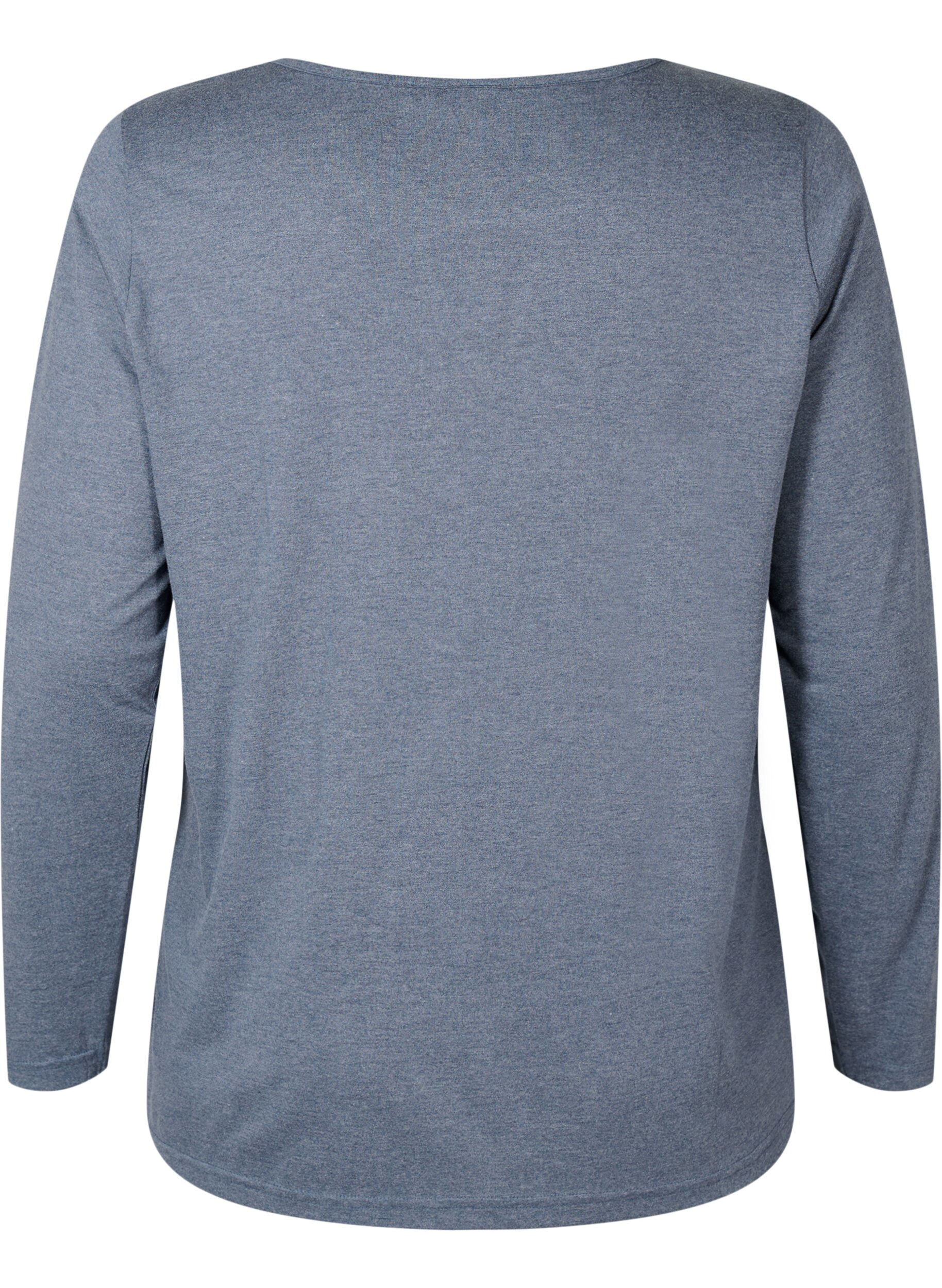 Zizzi Melange bluse med lange ermer, Night Sky Mel. , Packshot image number 1
