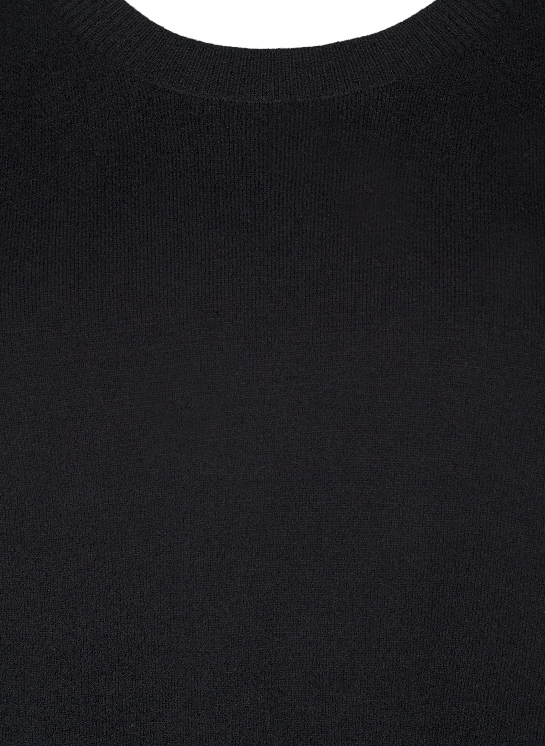 ZizziStrikket bluse med rund hals, Svart, Packshot image number 2
