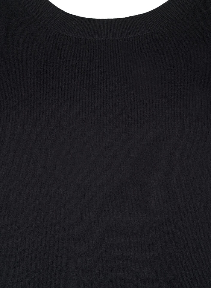 Strikket bluse med rund hals, Svart, Packshot image number 2