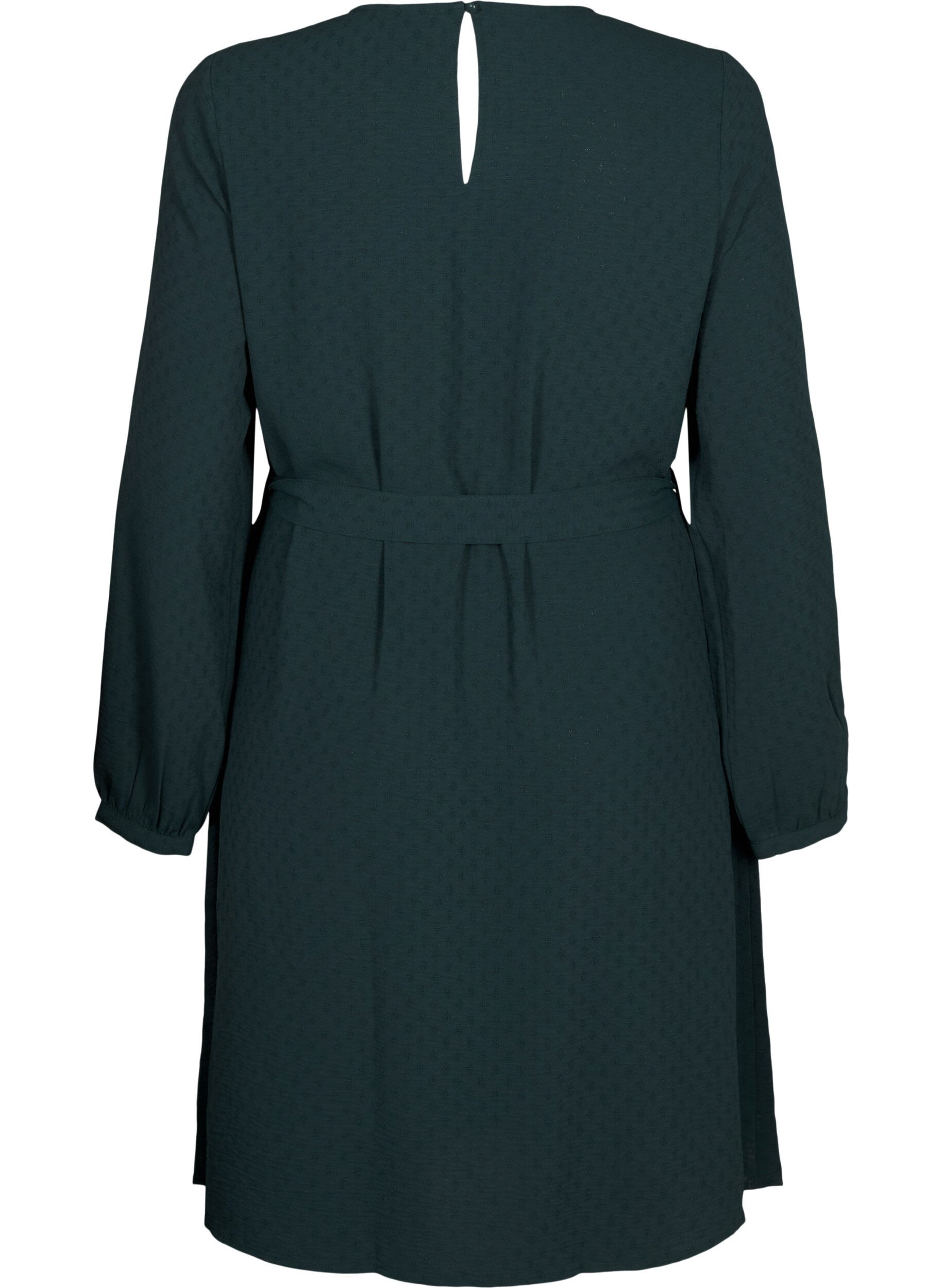 Zizzi Kort, strukturert kjole med knytebelte, Scarab, Packshot image number 1
