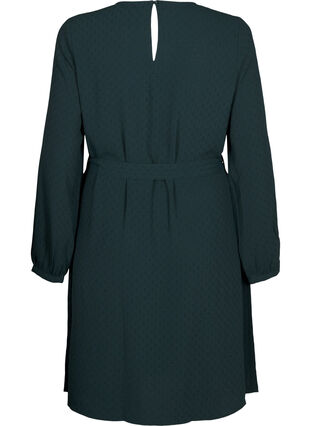 Zizzi Kort, strukturert kjole med knytebelte, Scarab, Packshot image number 1