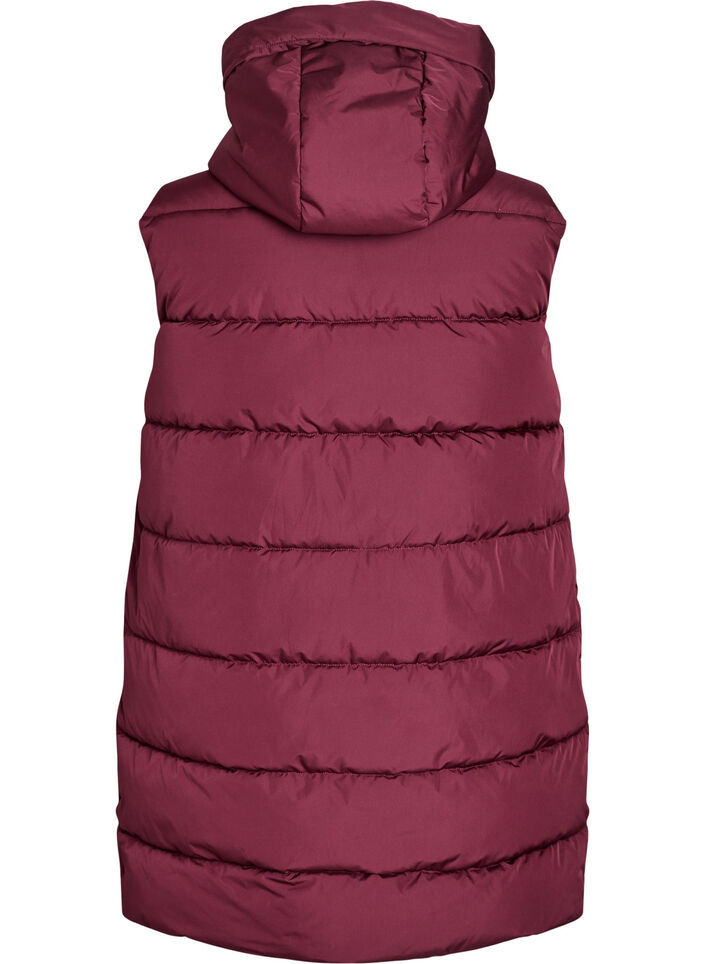 Lang vest med hette og lommer, R&oslash;d, Packshot image number 1