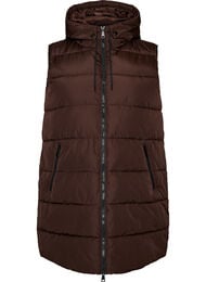 Lang vest med hette og lommer, Brun