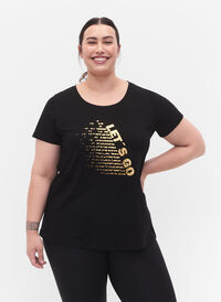 T-skjorte til trening med trykk, Black w. Let's Go, Model