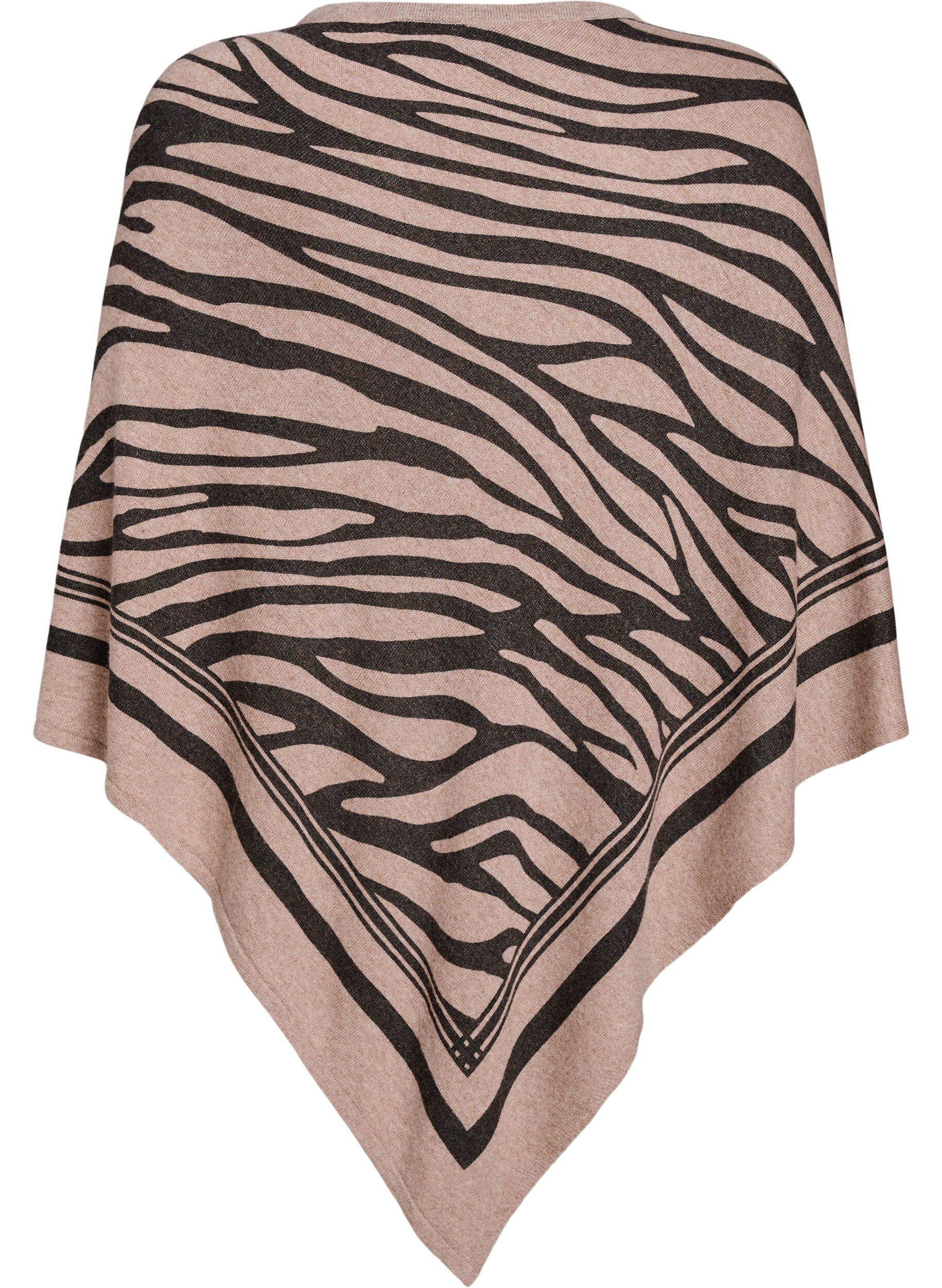ZizziFinstrikket poncho, Svart, Packshot image number 1