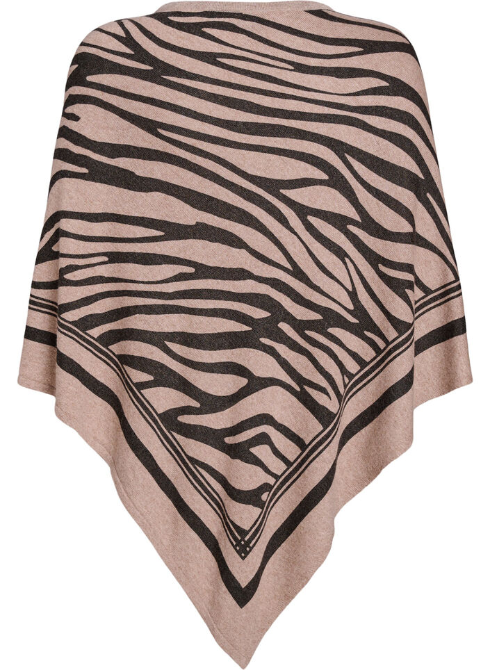 Finstrikket poncho, Svart, Packshot image number 1