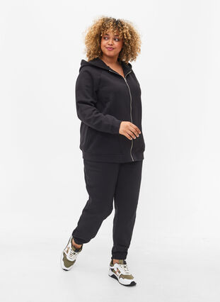 Cardigan med hette og lommer, Black, Model image number 2