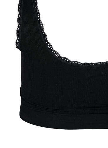 Behagelig BH med blondekanter, Black, Packshot image number 3