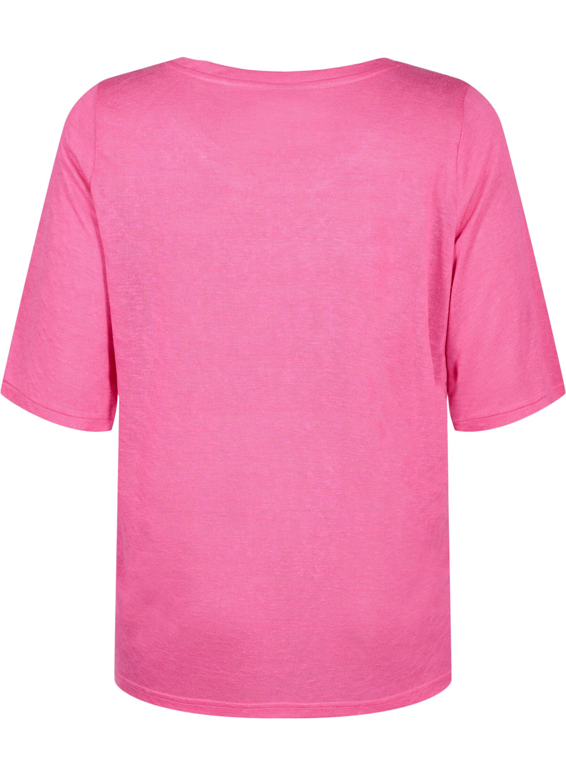 Zizzi Bluse med 3/4-ermer, Shocking Pink, Packshot image number 1