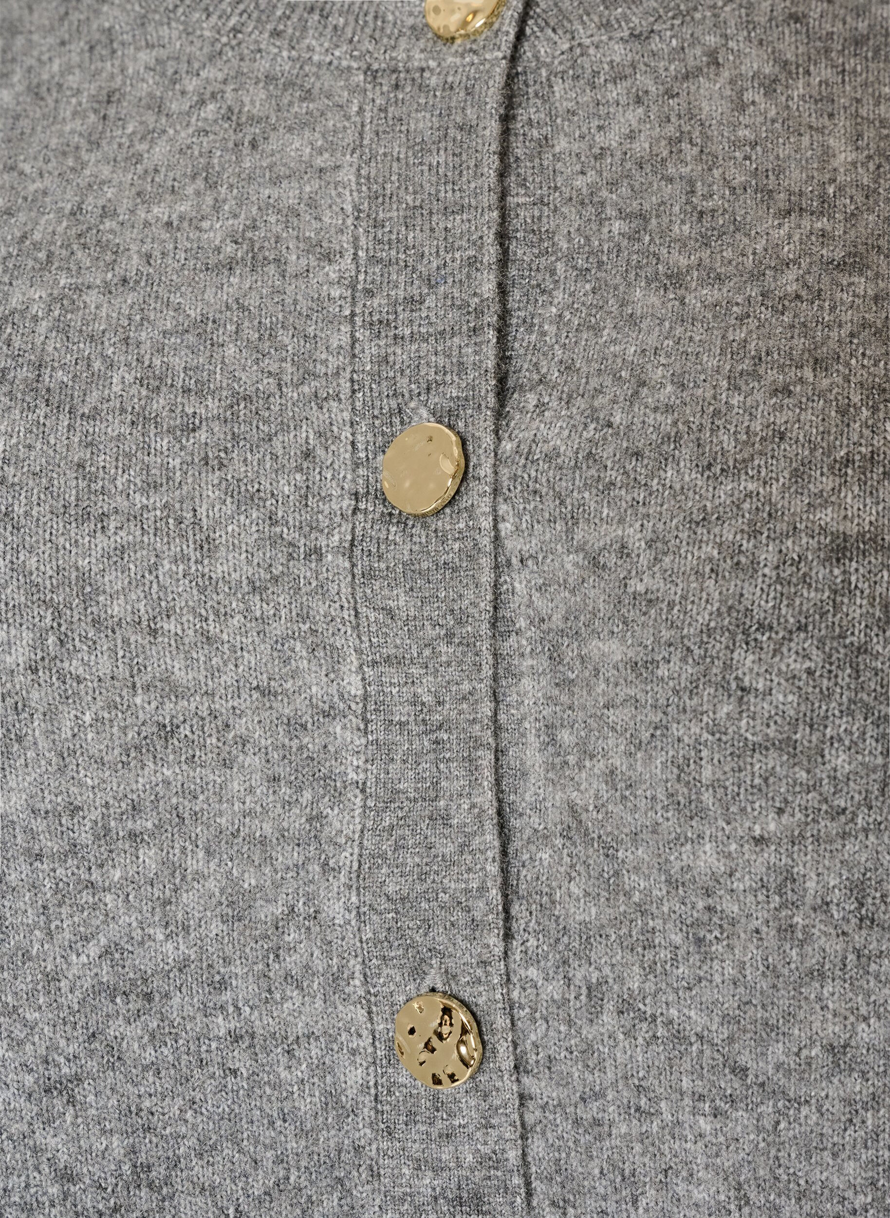 ZizziCardigan i myk strikk med gullfargede knapper, Gr&aring;, Packshot image number 2