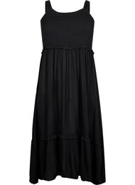Midikjole i viskose med smock, Black