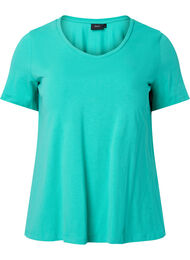 Ensfarget basis T-skjorte i bomull, Aqua Green