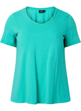 Ensfarget basis T-skjorte i bomull, Aqua Green, Packshot image number 0